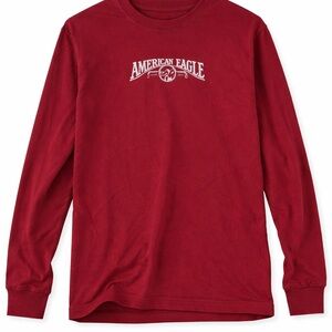 American Eagle Outfitters Red Long Sleeve Tee